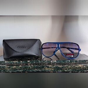 GUESS Blue Aviator Sunglasses with Case